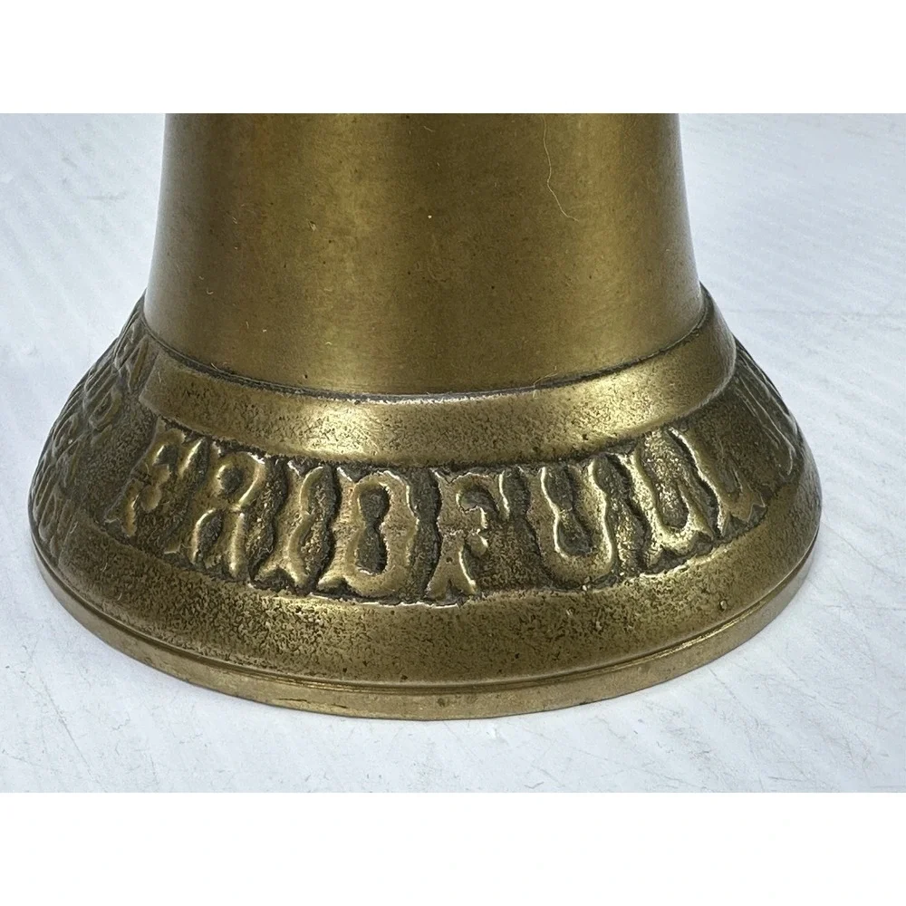 ANTIQUE VINTAGE SWEDISH BRASS BELL FRIDFULL JUL CHRISTMAS BELL 1950s